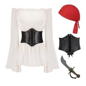 Pirate Women Costume Buccaneer Costume Corset Blouse Size Adult XL